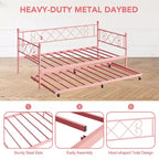Lit de repos double en métal Whizmax avec lit gigogne, lit gigogne peu encombrant pour salon, chambre à coucher et chambre d'amis
