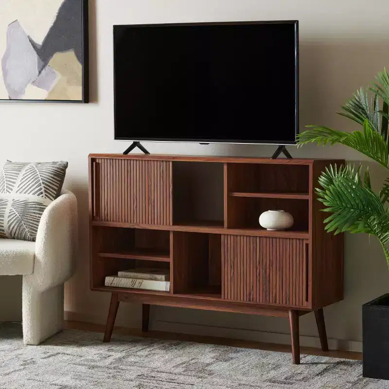 Meuble TV Javante à porte coulissante - MED9626 - Noyer - Safavieh