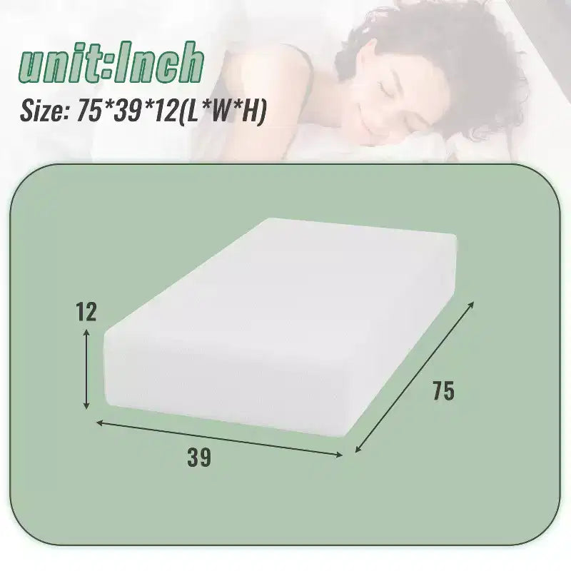 FDW Matelas en mousse à mémoire de forme Gel 12 pouces certifié CertiPUR-US pour un sommeil plus frais, soutien et soulagement de la pression, blanc