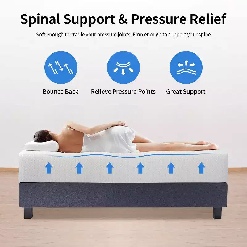 FDW Matelas en mousse à mémoire de forme au thé vert de 12 pouces, infusé de gel rafraîchissant, sans fibre de verre/certifié CertiPUR-US/matelas en boîte, blanc