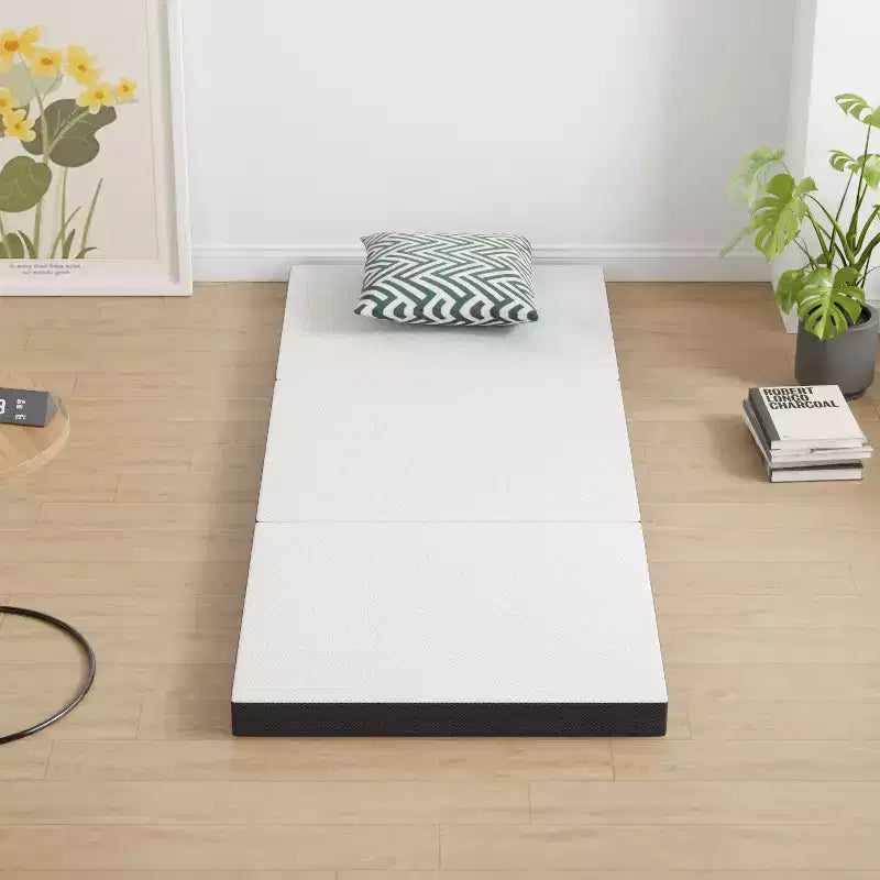 Matelas pliant de 7,6 cm FDW, surmatelas en mousse à mémoire de forme à trois volets, surmatelas pliant avec housse lavable pour le camping