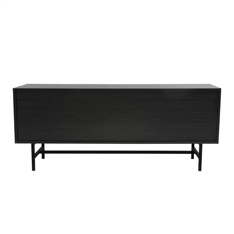 Meuble TV Rochester LeisureMod avec cadre en bois, rangement fermé et pieds en fer noir - Console média, salon, centre de divertissement moderne