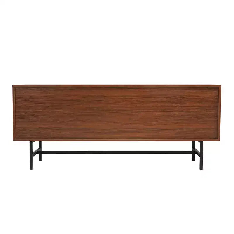 Meuble TV Rochester LeisureMod avec cadre en bois, rangement fermé et pieds en fer noir - Console média, salon, centre de divertissement moderne