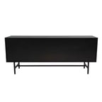 Meuble TV Rochester LeisureMod avec cadre en bois, rangement fermé et pieds en fer noir - Console média, salon, centre de divertissement moderne