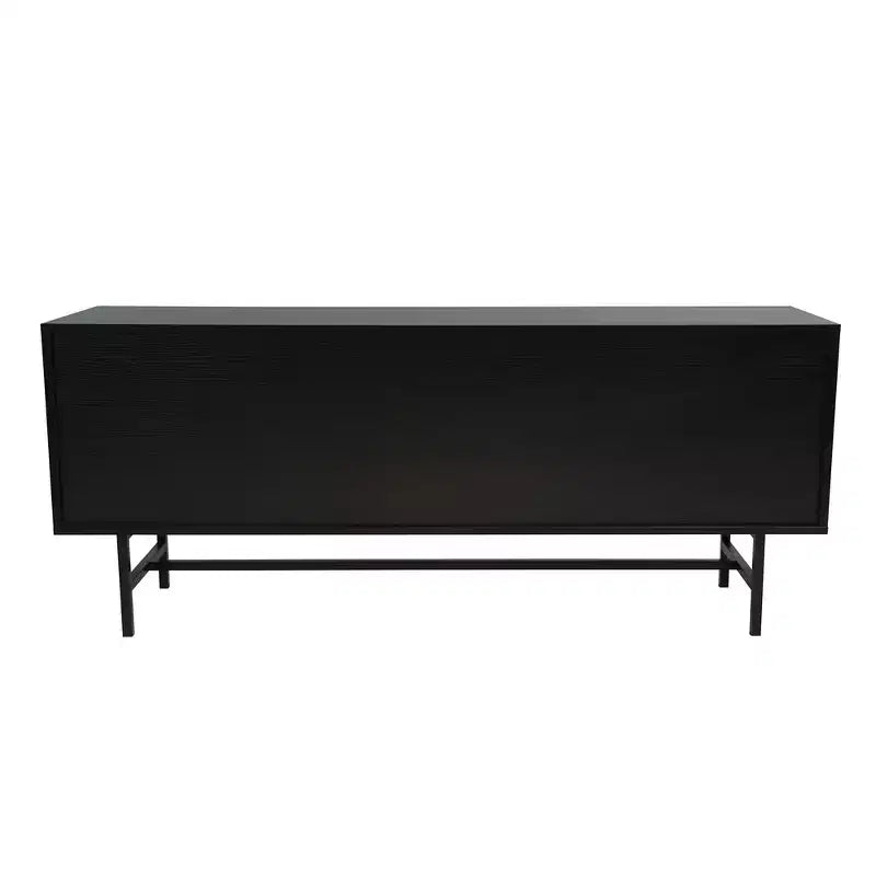 Meuble TV Rochester LeisureMod avec cadre en bois, rangement fermé et pieds en fer noir - Console média, salon, centre de divertissement moderne