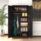 AOBABO Grande Armoire de Rangement Métallique avec 3 Étagères Réglables, Tringle à Vêtements et Portes Verrouillables pour l'Organisation de la Maison