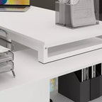 Bureau d'ordinateur d'angle en L rotatif Famapy avec tiroirs de rangement et étagères