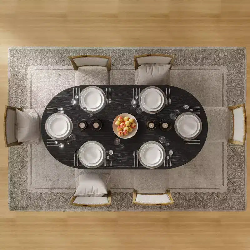 Dovelina 67 Table à manger ovale Table de cuisine moderne en bois Table de salle à manger pour 6 personnes