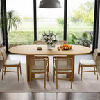 Dovelina 67 Table à manger ovale Table de cuisine moderne en bois Table de salle à manger pour 6 personnes
