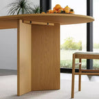Dovelina 67 Table à manger ovale Table de cuisine moderne en bois Table de salle à manger pour 6 personnes