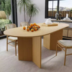 Dovelina 67 Table à manger ovale Table de cuisine moderne en bois Table de salle à manger pour 6 personnes