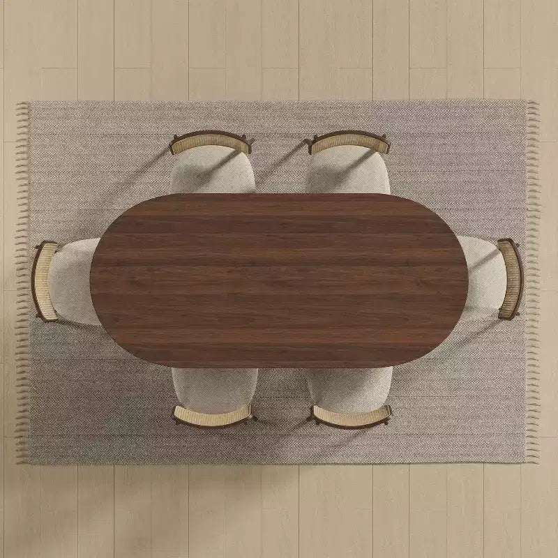 Dovelina 67 Table à manger ovale Table de cuisine moderne en bois Table de salle à manger pour 6 personnes