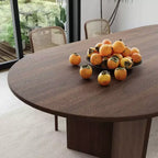 Dovelina 67 Table à manger ovale Table de cuisine moderne en bois Table de salle à manger pour 6 personnes