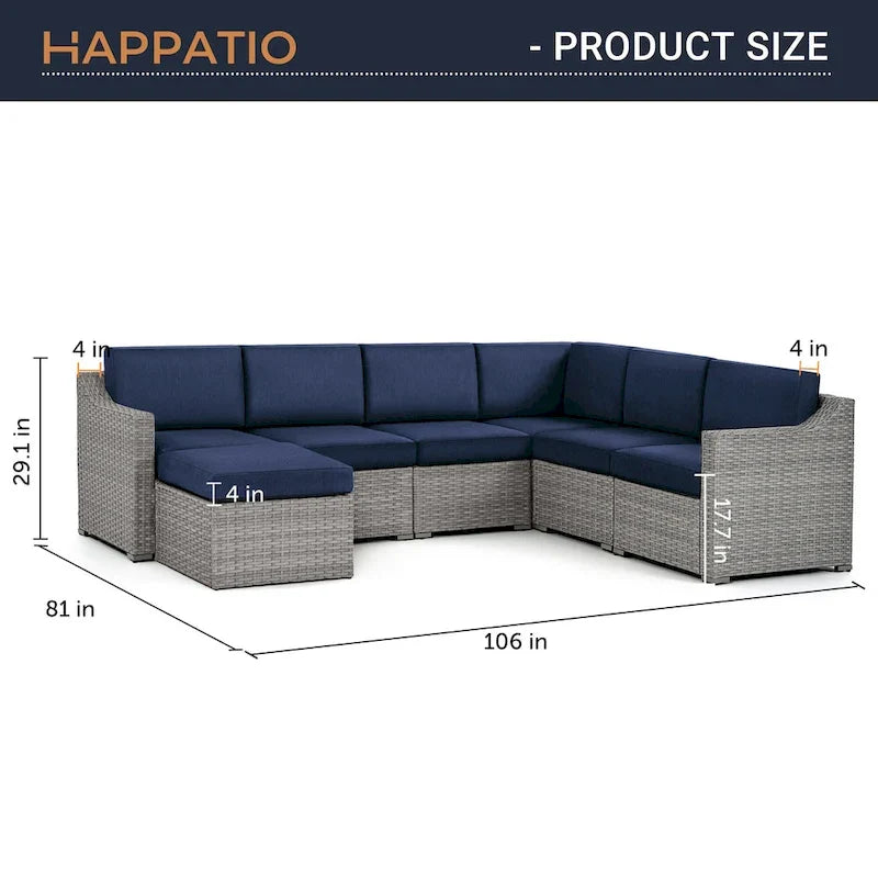 7 Piece Patio Sectional Conversation Set