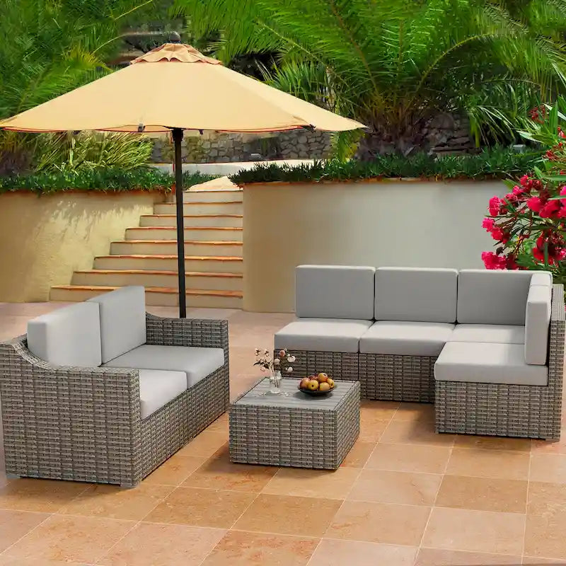 7 Piece Patio Sectional Conversation Set