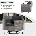 HOOOWOOO Ensemble de 8 chaises pivotantes d'extérieur avec table basse