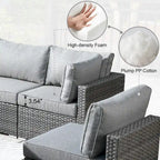 HOOOWOOO Ensemble de 8 chaises pivotantes d'extérieur avec table basse
