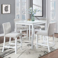 Ensemble de salle à manger moderne 5 pièces avec table carrée hauteur comptoir et 4 chaises rembourrées