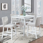 Ensemble de salle à manger moderne 5 pièces avec table carrée hauteur comptoir et 4 chaises rembourrées