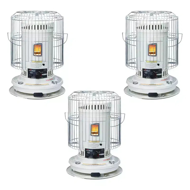 Sengoku KeroHeat Efficient Indoor Outdoor Portable Travel Convection Kerosene Space Heater with Automatic Safety Shut Off, 23,500 BTU, 3 Pack, White
