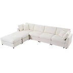 Canapé d'angle modulable 128,2W, ensemble canapé convertible en U avec poufs amovibles 4S - ModernLuxe
