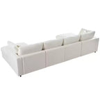 Canapé d'angle modulable 128,2W, ensemble canapé convertible en U avec poufs amovibles 4S - ModernLuxe