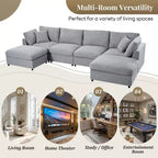 Canapé d'angle modulable 128,2W, ensemble canapé convertible en U avec poufs amovibles 4S - ModernLuxe