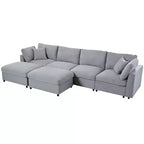 Canapé d'angle modulable 128,2W, ensemble canapé convertible en U avec poufs amovibles 4S - ModernLuxe