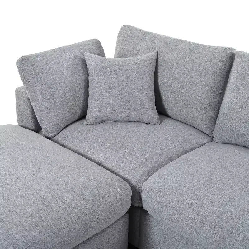 Canapé d'angle modulable 128,2W, ensemble canapé convertible en U avec poufs amovibles 4S - ModernLuxe