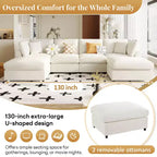 Canapé d'angle modulable 128,2W, ensemble canapé convertible en U avec poufs amovibles 4S - ModernLuxe