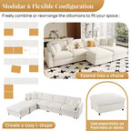 Canapé d'angle modulable 128,2W, ensemble canapé convertible en U avec poufs amovibles 4S - ModernLuxe