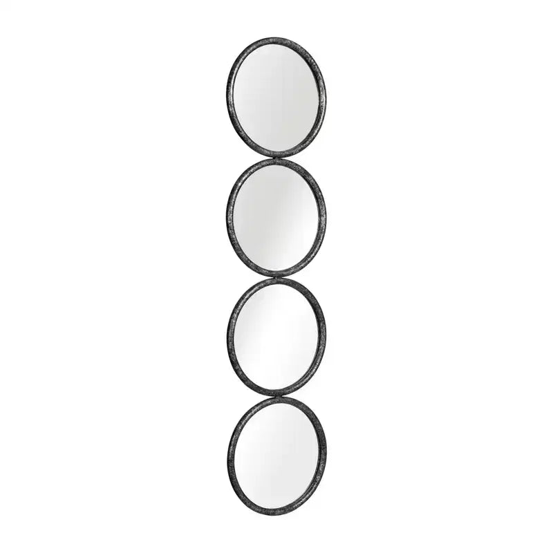 Miroir mural moderne, miroir d'appoint avec panneaux de verre ronds, cadre en bois et métal, décoration de maison et de bureau pour salon et chambre à coucher, 48 Noir