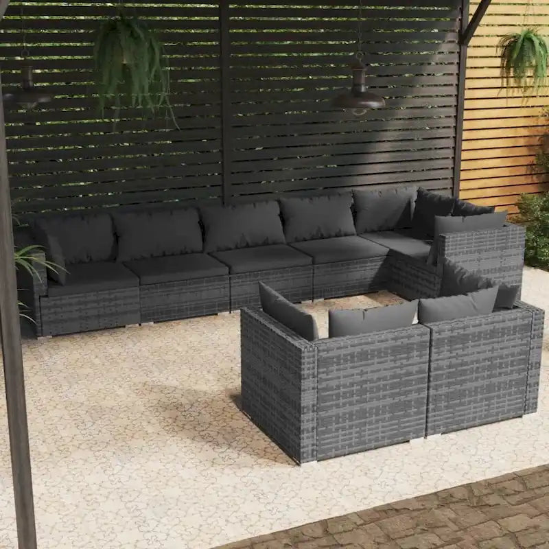 vidaXL Patio Lounge Set Outdoor Sectional Sofa Set Table Garden Poly Rattan - 27.6 x 27.6 x 23.8