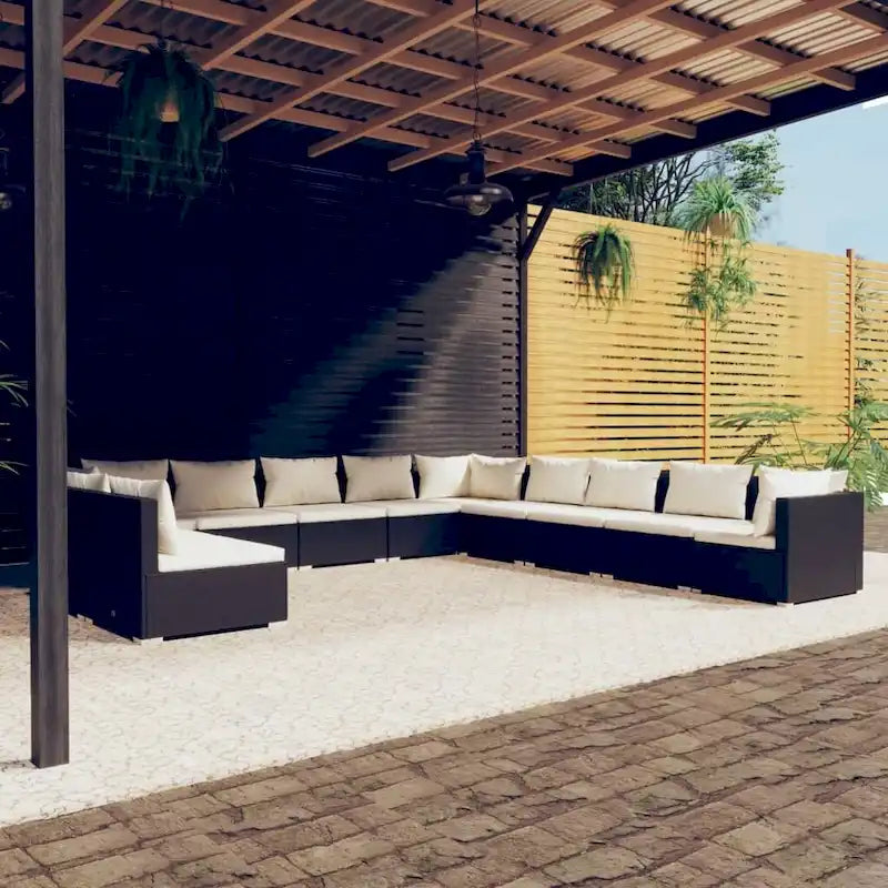 vidaXL Patio Lounge Set Outdoor Sectional Sofa Set Table Garden Poly Rattan - 27.6 x 27.6 x 23.8