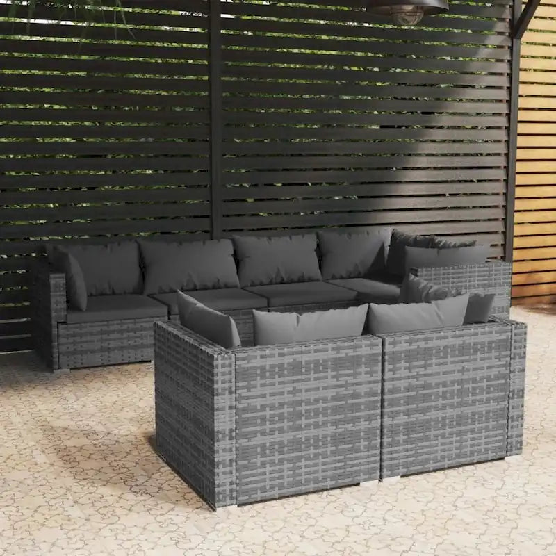 vidaXL Patio Lounge Set Outdoor Sectional Sofa Set Table Garden Poly Rattan - 27.6 x 27.6 x 23.8