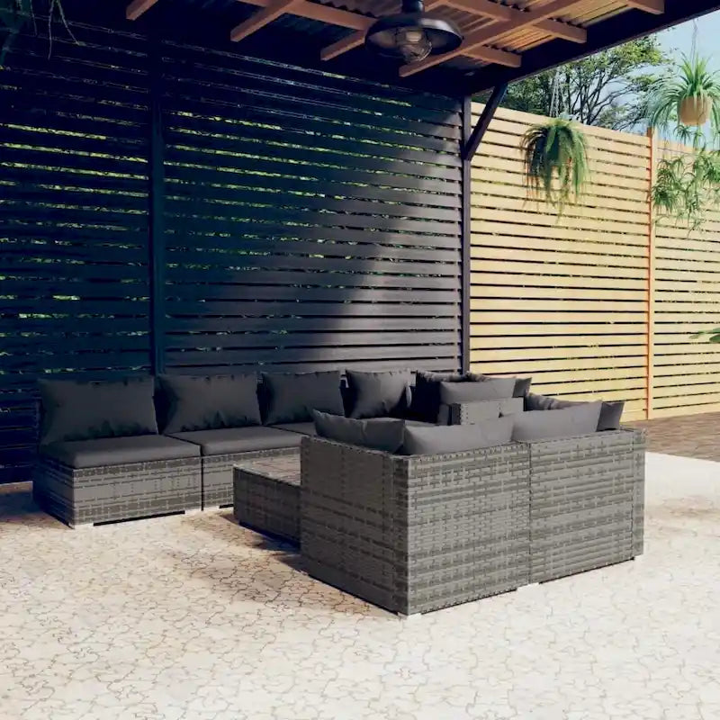 vidaXL Patio Lounge Set Outdoor Sectional Sofa Set Table Garden Poly Rattan - 27.6 x 27.6 x 23.8