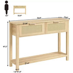 Table d'entrée avec 2 tiroirs, console pour entrée, table de canapé en bois avec rangement, console bohème pour salon, table de hall d'entrée