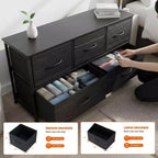 JIONJOY Commode 5 Tiroirs en Tissu Meuble de Rangement Table d'appoint avec Cadre Métallique