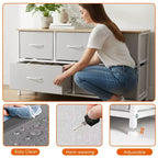 JIONJOY Commode 5 Tiroirs en Tissu Meuble de Rangement Table d'appoint avec Cadre Métallique