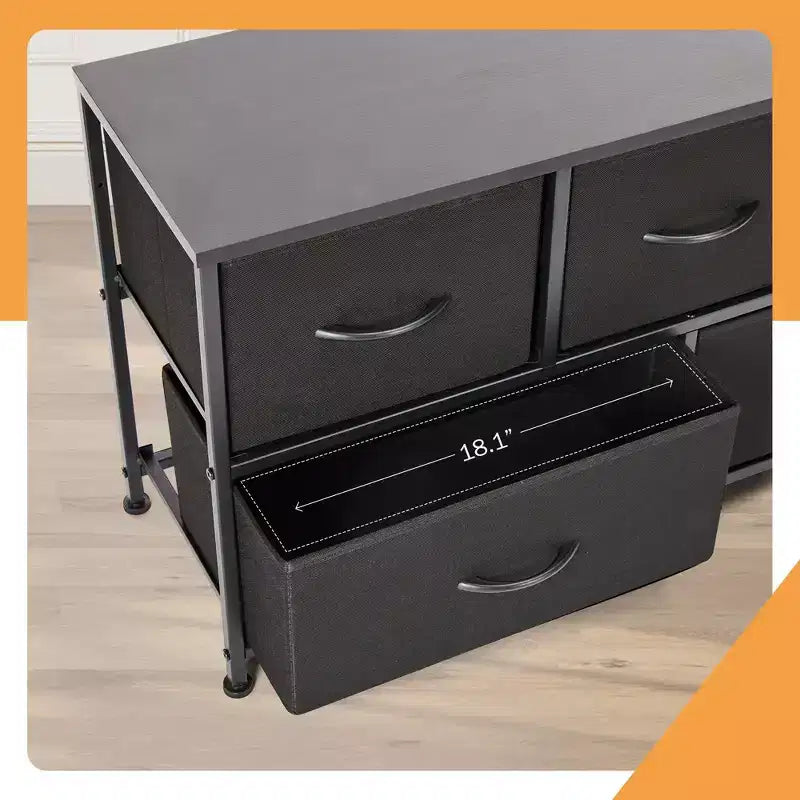 JIONJOY Commode 5 Tiroirs en Tissu Meuble de Rangement Table d'appoint avec Cadre Métallique