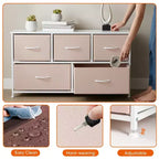 JIONJOY Commode 5 Tiroirs en Tissu Meuble de Rangement Table d'appoint avec Cadre Métallique