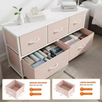 JIONJOY Commode 5 Tiroirs en Tissu Meuble de Rangement Table d'appoint avec Cadre Métallique