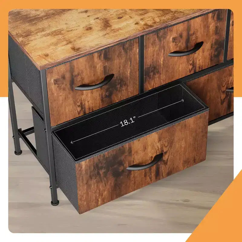 JIONJOY Commode 5 Tiroirs en Tissu Meuble de Rangement Table d'appoint avec Cadre Métallique