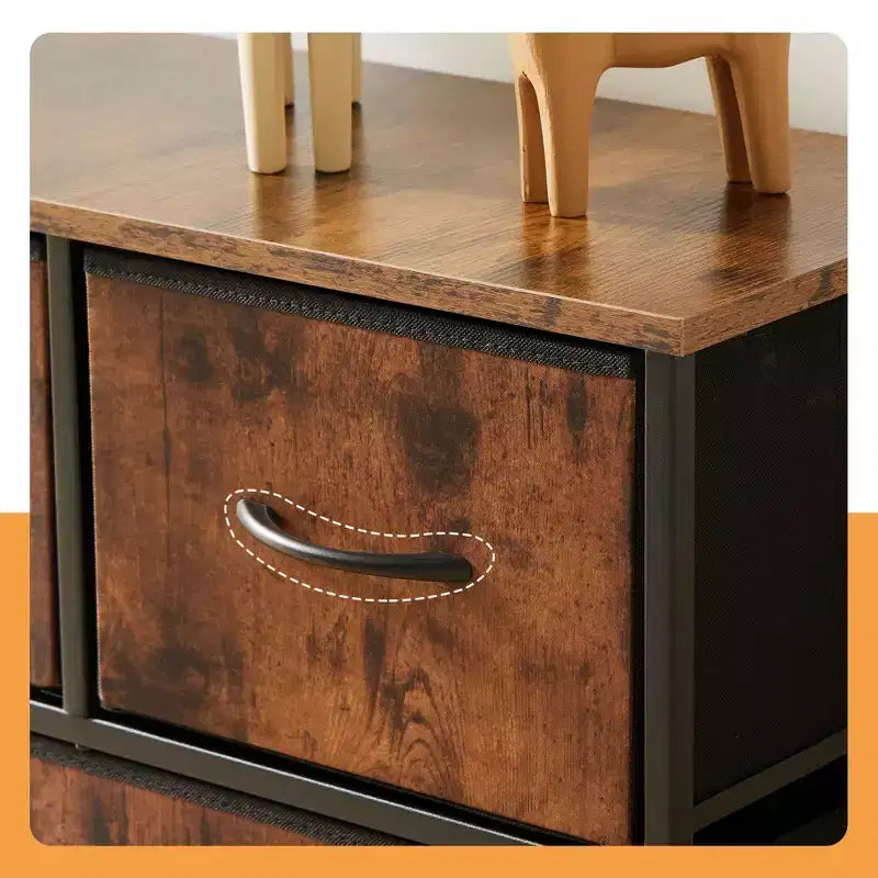 JIONJOY Commode 5 Tiroirs en Tissu Meuble de Rangement Table d'appoint avec Cadre Métallique