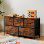 JIONJOY Commode 5 Tiroirs en Tissu Meuble de Rangement Table d'appoint avec Cadre Métallique