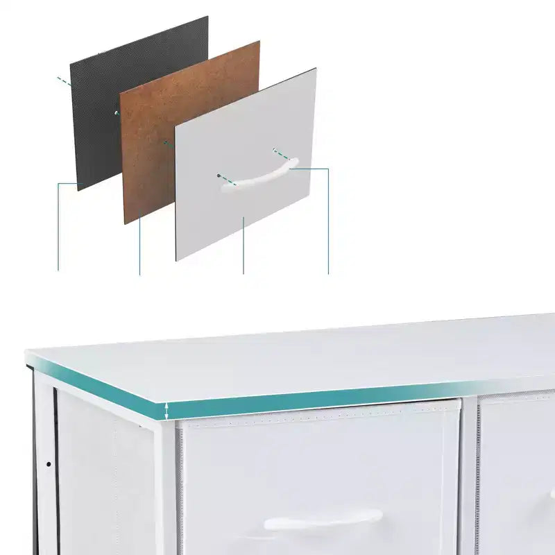 JIONJOY Commode 5 Tiroirs en Tissu Meuble de Rangement Table d'appoint avec Cadre Métallique