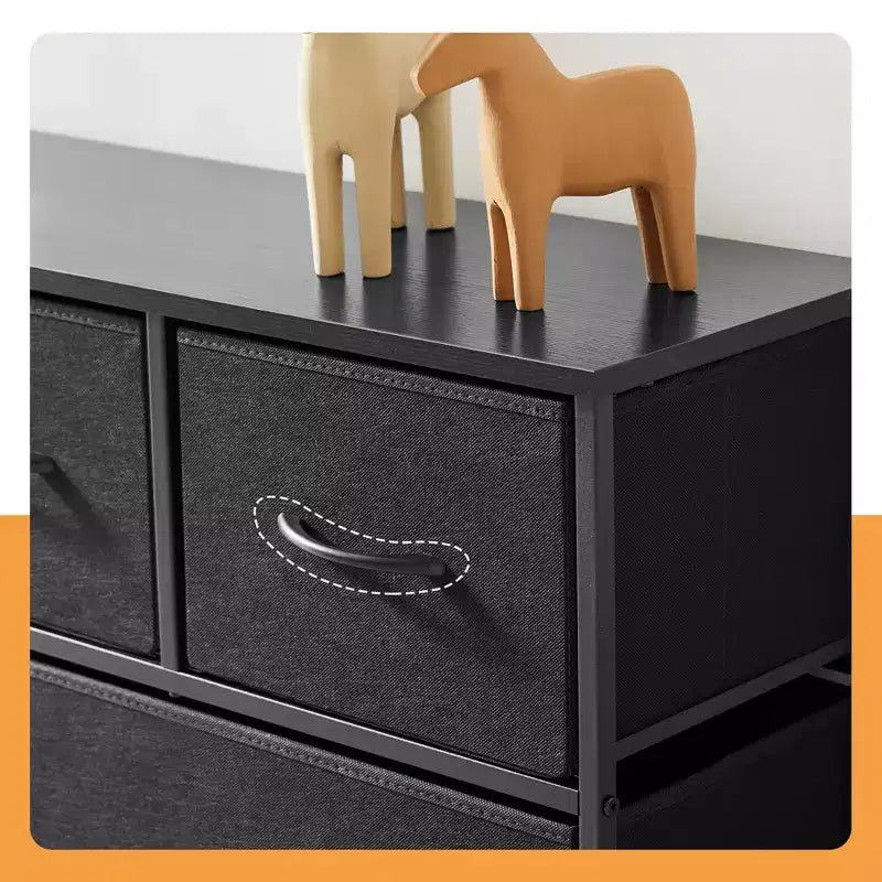 JIONJOY Commode 5 Tiroirs en Tissu Meuble de Rangement Table d'appoint avec Cadre Métallique
