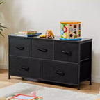 JIONJOY Commode 5 Tiroirs en Tissu Meuble de Rangement Table d'appoint avec Cadre Métallique