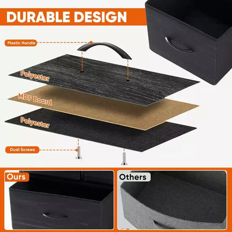 JIONJOY Commode 5 Tiroirs en Tissu Meuble de Rangement Table d'appoint avec Cadre Métallique