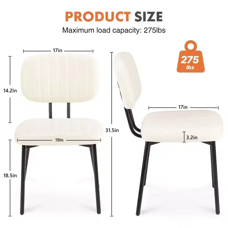 JIONJOY Chaises de salle à manger modernes du milieu du siècle avec revêtement en similicuir et pieds en métal, lot de 2